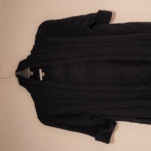 Short Sleeved Navy Ladies Cable Knit High Low Cardigan M